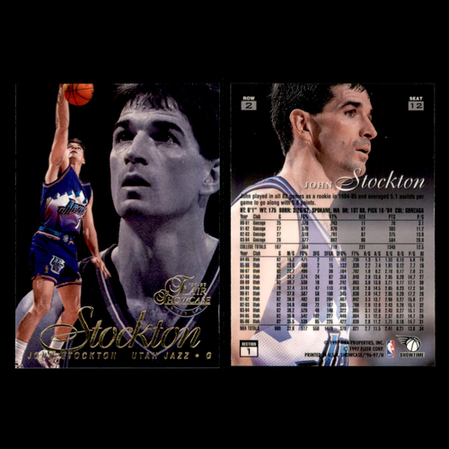 John Stockton lotto 6 carte basket 1996 Flair Showcase fila 2 Utah Jazz Set NBA - Foto 4 di 9