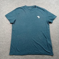 Abercrombie Fitch Shirt Mens Large Blue Soft A F Tee Moose Logo Crewneck