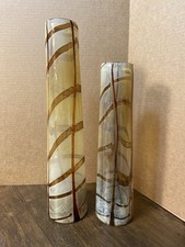 Hand Blown Swirl Art Glass Mid Century Modern Glass Cylindrical Vases 19.5  16  