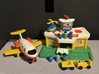VTG Fisher Price Play Family Airport w/Airplanes, Helicopter Figures, Cars 1980