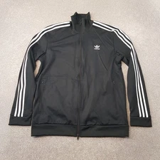 Adidas Mens Track Jacket Large Black Trefoil Firebird Original SST High Neck Gym