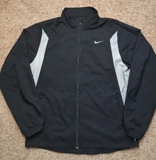 Nike Black Full Zip Track Jacket Sports Windbreaker Jacket Long Sleeve Gym Large