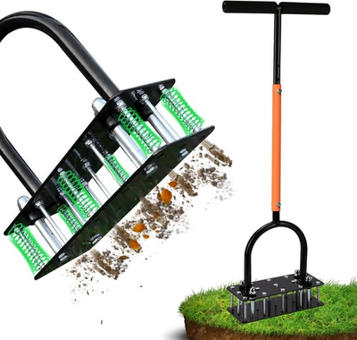 #ad Lawn Aerator Automatic Dirt and Leaf Clean Design Heavy Duty Manual Tool with 15 $47.25