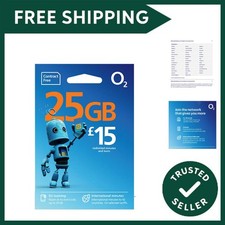 O2 SIM Card UK &  PREPAID 25GB data, unlimited minutes & texts