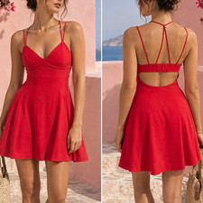 NWOT Express Red Strappy Open-Back Fit & Flare Mini Dress - Size 0