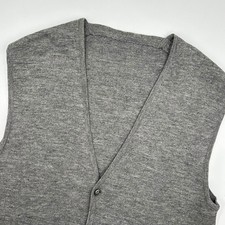 Classic Menswear Grey V Neck Sleeveless Cardigan Vest Button Front Pockets Men M