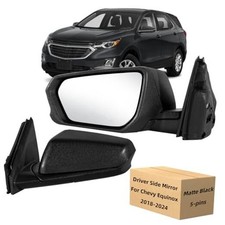 Left Driver Side Mirror For 2018-2024 Chevy Equinox GMC L-5Pins Black Texture