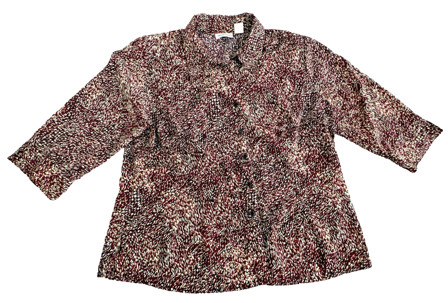 Apparenza Women's 1X Plus Size Multicolor Button Up Blouse Collared. Boho Funky