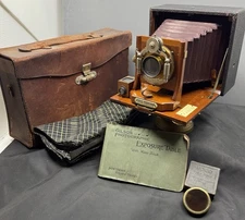 CYCLE POCO No. 3 Lg Format Camera w Bausch & Lomb Lens, Dark Cloth & Exp. Book