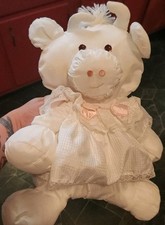 Vintage 80s Fisher Price PUFFALUMPS WHITE COW Nylon 15" Plush Toy