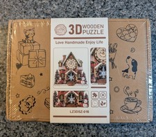 NEW 3D Wooden Puzzle House with Clock Model Kit winter Christmas