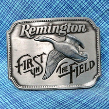 Remington Arms Promo Dress Belt Buckle Goose Hunter Vtg 80s Sid Bell   .DBD536