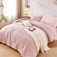 Twin Comforter Set with Sheets 5 Pieces, Pink Twin Comforter Set for College Dor