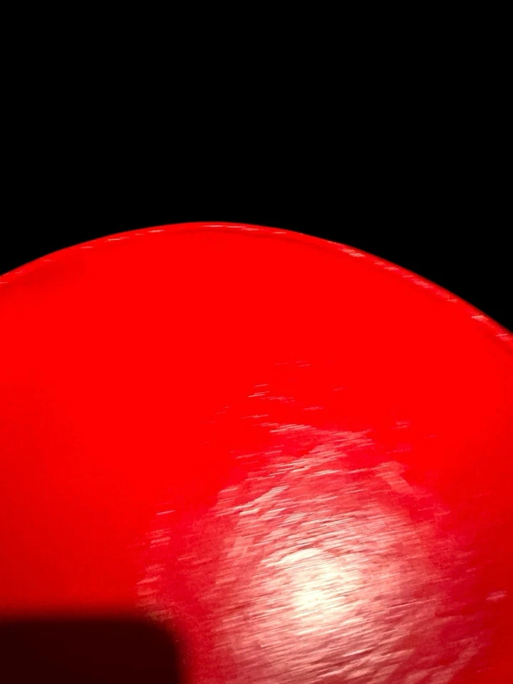 Antique VTG 60's Footstool Ottoman Mid Century Modern Round Shiny Red Pouf - Image 4 of 4