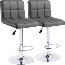 Bar Stools Modern PU Leather Height Adjustable Swivel Barstools Armless Kitchen