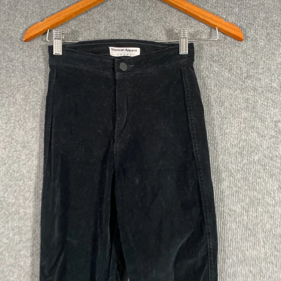 American Apparel Jeans Womens S Black Trousers Velour Skinny Leg Y2K Style Retro - image 2 of 4