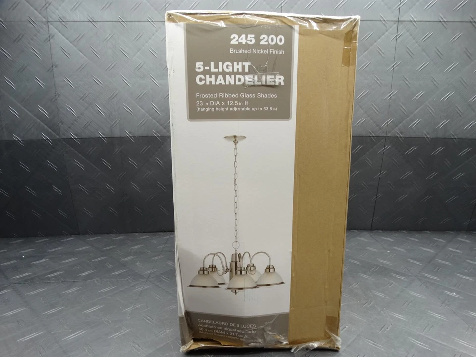 Lámpara colgante de níquel cepillado Hampton Bay halofán 5 luces RS1951209 Foto 4 de 4