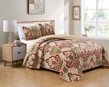 Luxury Home Collection 3 Piece King/California King Quilted Reversible Coverlet