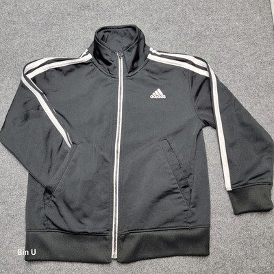 Adidas Jacket Boys Toddler 4T Black Track Full Zip Mock Neck 3 Stripes 