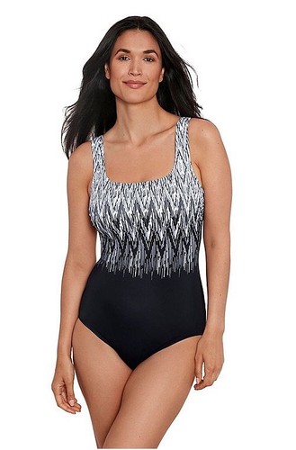 Great Lengths by Longitude Size 14 Tank Swimsuit Black & Ivory, Padded Bra
