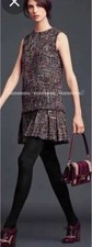 Dolce Gabbana Polyester Wool Frill Tweed Sleeveless Dress Size 38 Brown Italy