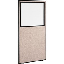 Office Partition Panel With Partial Window 36-1/4"W x 72"H Tan