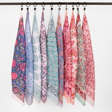 Set Of 10 BOHO Bandana 100 cotton Gorgeous Block Print Patterns Handmade Scarf