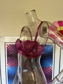 La Perla Plum Lace Balconette Bra Size 2 / US 34B Sheer Floral Lingerie Italy