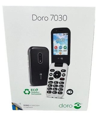 Brandneu Doro 7030 4G Dual SIM-Karte große Tasten, lauter Sound, schwarz ENTSPERRT UK