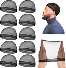 10Pcs Silky Stocking Cap Breathable Wave Cap for Men Soft Sleeping Shower Caps A