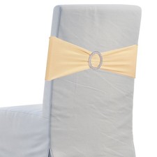 10Pcs Chair Bow, 350x130mm Stretch Band with Buckle Slider Champagne 