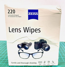ZEISS Lens Wipes 220 Count Individually Wrapped Pre-Moistened Eyeglass Cleaning
