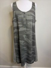 Splendid Shift Dress Sz M Green Camo Pullover Sleeveless Casual  Grunge Military