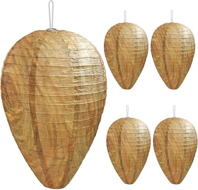 4 Pack Paper Wasp Nest Decoy Hanging Fake Wasp Nest Wasps Hornets Yellow Jackets