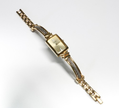 #ad Ladies PULSAR Gold Diamond Dial 15mm Watch 1N00 X282 New Cell Runs Great $20.30