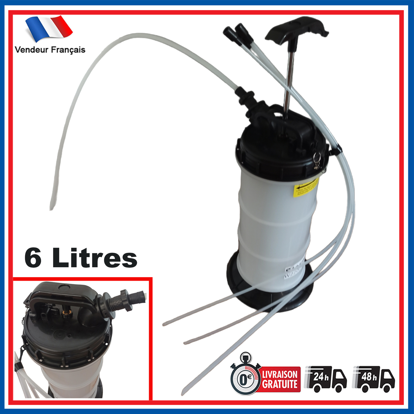 Pompe de vidange manuelle de 7L pour huile et liquide de frein DOT