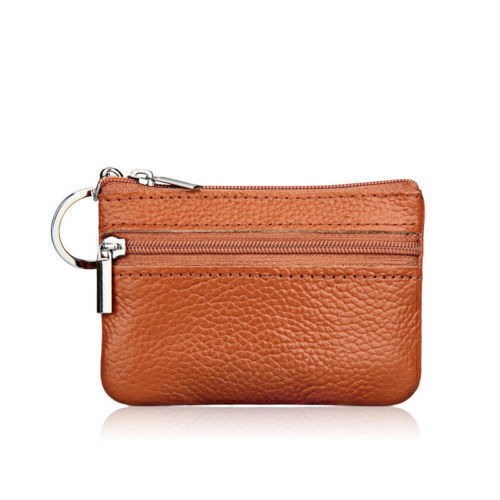 Unisex Women Men Genuine Leather Small Coin Card Key Ring Wallet Pouch Purse . - Picture 11 of 11