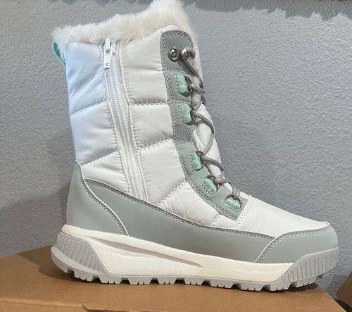 New Khombu Wade Snow Boots Women's Waterproof Faux Fur Grey/Mint Size 7 M NIB - Picture 4 of 7