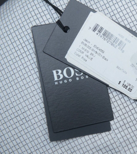 Hugo Boss Men's Jenno Slim Fit Black Plaids Cotton Dress Shirt 38 15 - Picture 6 of 7