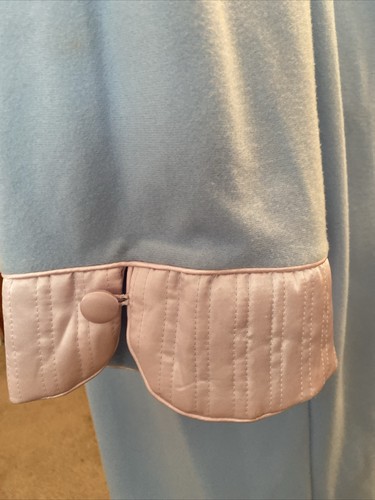 NWT VTG Gilligan O'Malley Blue Robe Housecoat Lounger Pink Trim Pockets Zips L - Picture 6 of 16