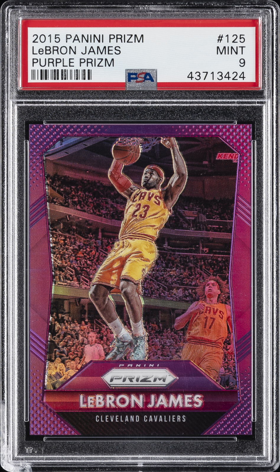 2015 PANINI PRIZM PURPLE PRIZM #125 LEBRON JAMES #/99 PSA 9