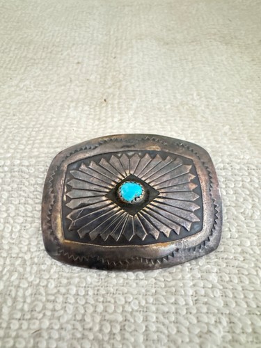 .99 auctions! NAVAJO STERLING SILVER TURQUOISE SINGLE BELT CONCHO get creative! - Picture 4 of 7
