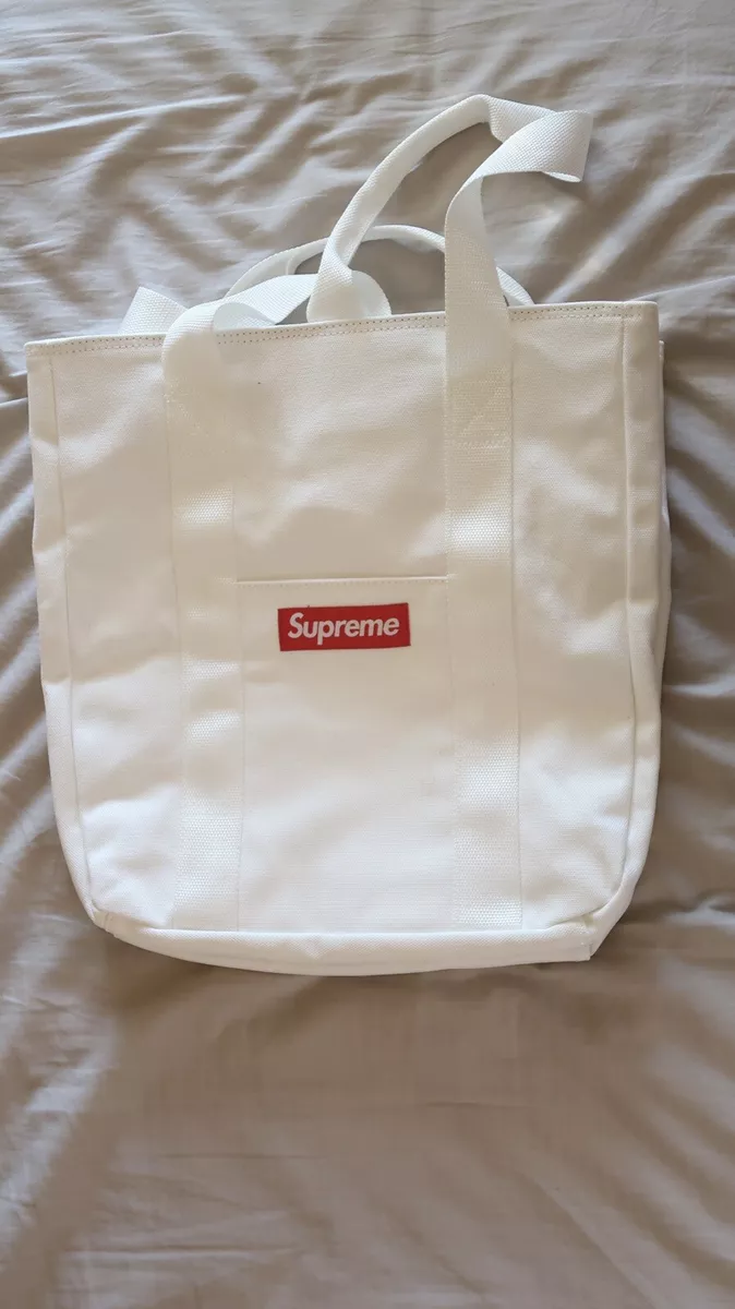 Supreme Canvas Tote Bag White