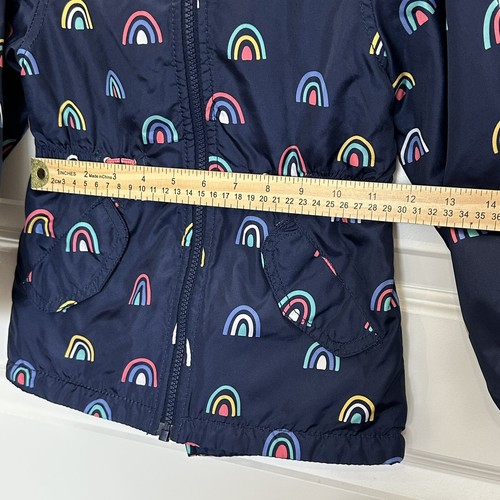 Carter's Girls Coat Size 4T Navy Rainbow Unicorn Hooded Fleece Lined Cinched - Picture 6 of 7