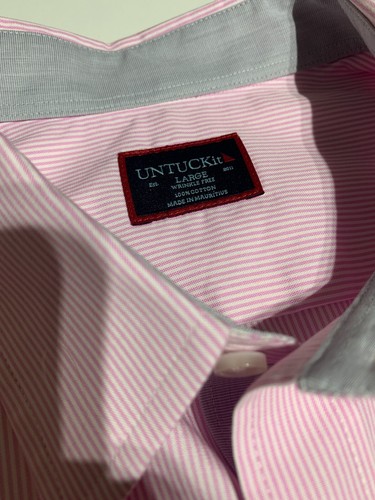 UNTUCKit Shirt Herren Größe Large rosa gestreift geknöpft langarm - Bild 4 von 5