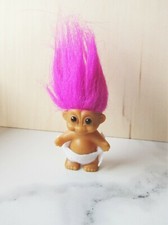 Vintage Baby Doll White Diaper Pink Heart Bib Russ Troll 2" Figure Hot Pink Hair
