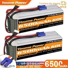 2pcs 22.2V 6S 6500mAh LiPo Battery 60C EC5 for RC Helicopter Airplane Quad Boat