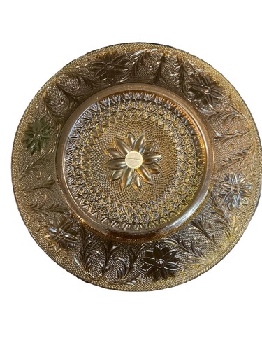 Indiana Tiara Glass Amber Sandwich Handled Tray Platter - Picture 3 of 5