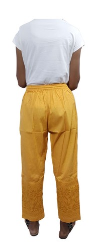 Pants Women Chikan Cotton Lycra Trousers Embroidery Salwar Indian Summer Pajama - Picture 51 of 55