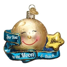 Old World Christmas Glass Christmas Ornament, I Love You to the Moon & Back
